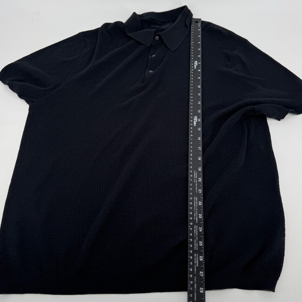 AllSaints Aubrey SS Polo Shirt Mens XXL Black Cotton Knit M020KA - Picture 9 of 9